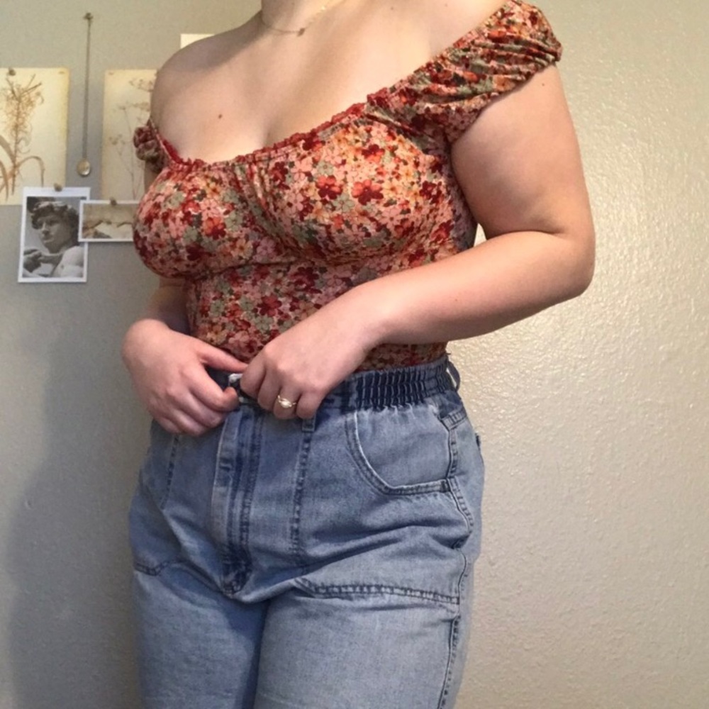 Vintage Milkmaid Floral Mesh Picnic Top